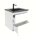 Viseča kopalniška omarica z umivalnikom SAT B-Way 1 u sjajno bijeloj boji s dvije ladice