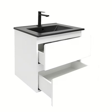 Viseča kopalniška omarica z umivalnikom SAT B-Way 1 u sjajno bijeloj boji s dvije ladice