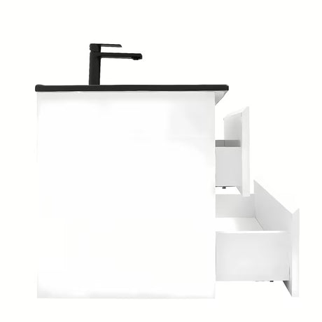 Viseča kopalniška omarica z umivalnikom SAT B-Way 1 u sjajno bijeloj boji s dvije ladice