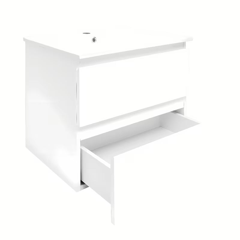 Viseča kopalniška omarica s keramičkim umivaonikom SAT B-Way 1 u sjajno bijeloj boji s dvije ladice