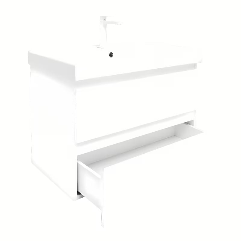 Viseča kopalniška omarica s keramičkim umivaonikom SAT B-Way 1 u bijeloj boji, 79x50x45 cm.