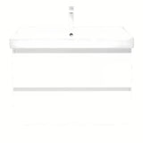 Viseča kopalniška omarica s keramičkim umivaonikom SAT B-Way 1 u bijeloj boji, 79x50x45 cm.