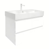 Viseča ormarić s keramičkim umivaonikom SAT B-Way 1 u sjajnoj bijeloj boji s dvije ladice.