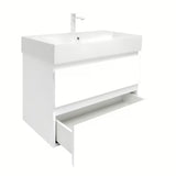 Viseča ormarić s keramičkim umivaonikom SAT B-Way 1 u sjajnoj bijeloj boji s dvije ladice.