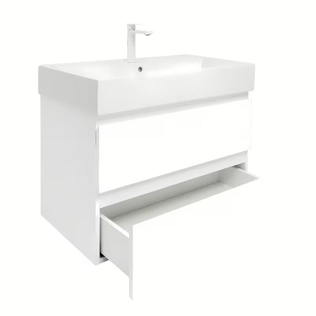 Viseča ormarić s keramičkim umivaonikom SAT B-Way 1 u sjajnoj bijeloj boji s dvije ladice.