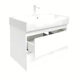 Viseča ormarić s keramičkim umivaonikom SAT B-Way 1 u sjajnoj bijeloj boji s dvije ladice.