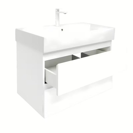 Viseča ormarić s keramičkim umivaonikom SAT B-Way 1 u sjajnoj bijeloj boji s dvije ladice.