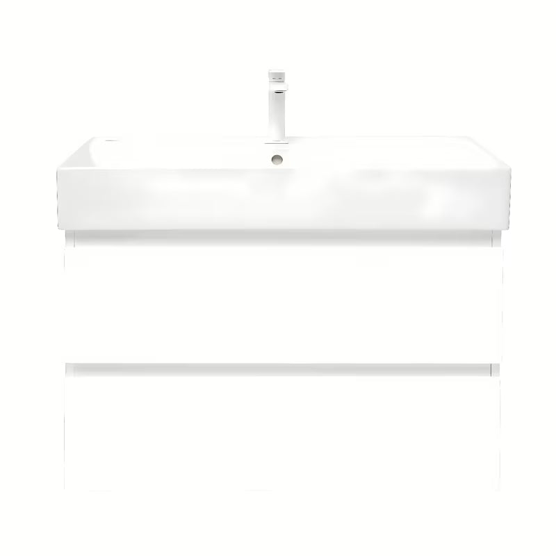 Viseča ormarić s keramičkim umivaonikom SAT B-Way 1 u sjajnoj bijeloj boji s dvije ladice.