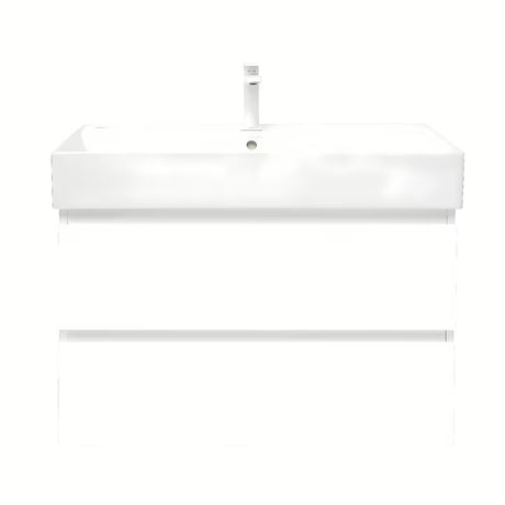 Viseča ormarić s keramičkim umivaonikom SAT B-Way 1 u sjajnoj bijeloj boji s dvije ladice.