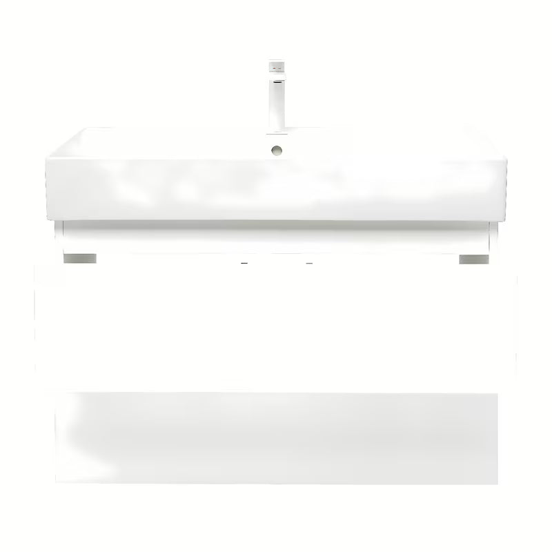 Viseča ormarić s keramičkim umivaonikom SAT B-Way 1 u sjajnoj bijeloj boji s dvije ladice.