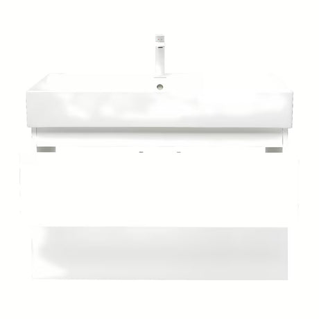 Viseča ormarić s keramičkim umivaonikom SAT B-Way 1 u sjajnoj bijeloj boji s dvije ladice.