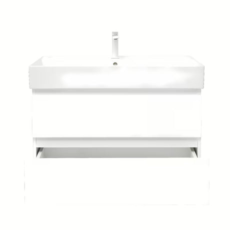 Viseča ormarić s keramičkim umivaonikom SAT B-Way 1 u sjajnoj bijeloj boji s dvije ladice.