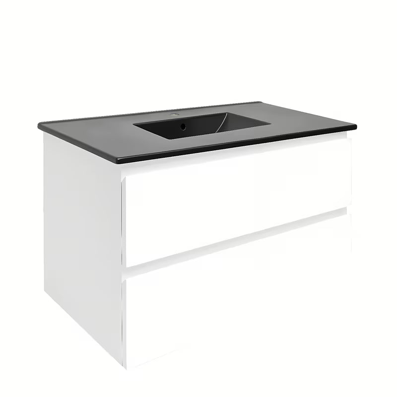 Viseča kopalniška omarica z umivalnikom SAT B-Way 1 u sjajnoj bijeloj boji s dvije ladice