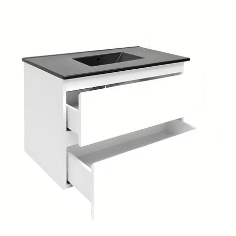 Viseča kopalniška omarica z umivalnikom SAT B-Way 1 u sjajnoj bijeloj boji s dvije ladice