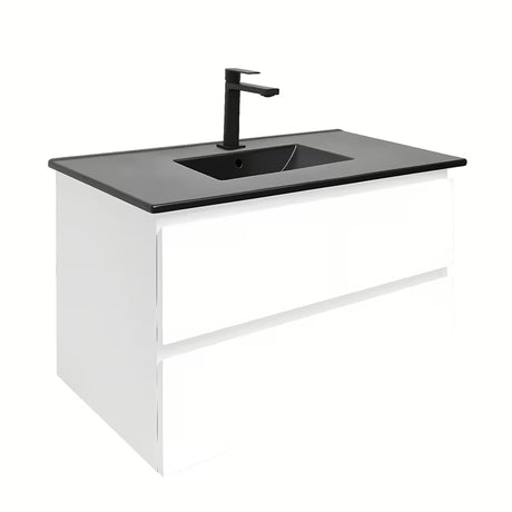 Viseča kopalniška omarica SAT B-Way 1 z umivalnikom u bijelom sjaju s dvije ladice