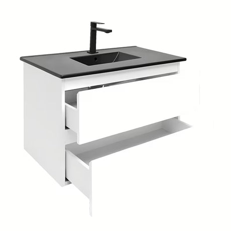 Viseča kopalniška omarica SAT B-Way 1 z umivalnikom u bijelom sjaju s dvije ladice