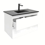 Viseča kopalniška omarica SAT B-Way 1 z umivalnikom u sjajnoj bijeloj boji s dvije ladice