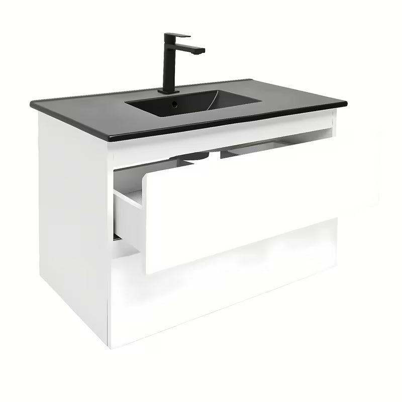 Viseča kopalniška omarica SAT B-Way 1 z umivalnikom u sjajnoj bijeloj boji s dvije ladice