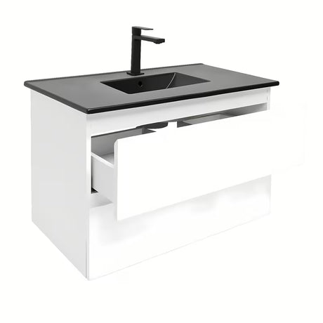 Viseča kopalniška omarica SAT B-Way 1 z umivalnikom u sjajnoj bijeloj boji s dvije ladice