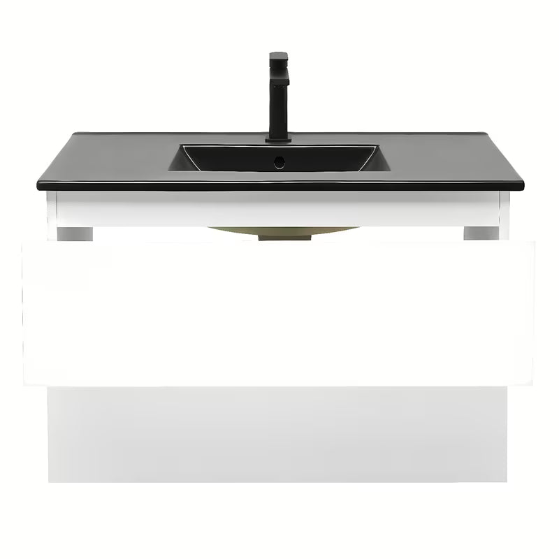 Viseča kopalniška omarica SAT B-Way 1 z umivalnikom u sjajnoj bijeloj boji s dvije ladice