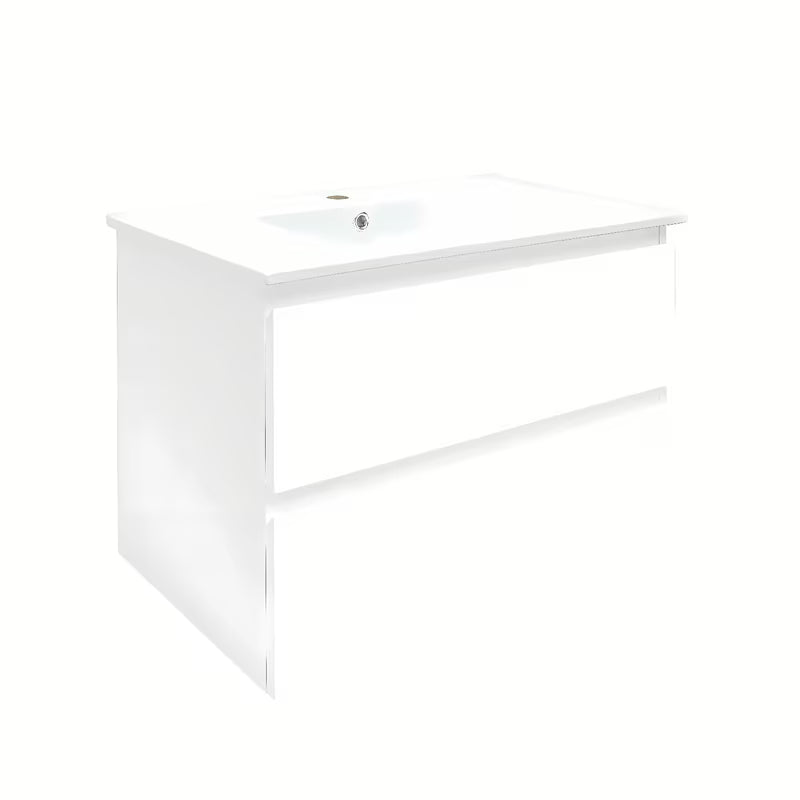 Viseča kopalniška omarica z umivalnikom SAT B-Way 1 u bijelom sjaju s dvije ladice