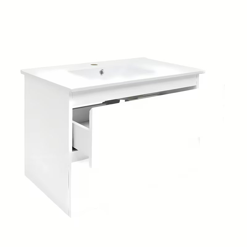 Viseča kopalniška omarica z umivalnikom SAT B-Way 1 u bijelom sjaju s dvije ladice