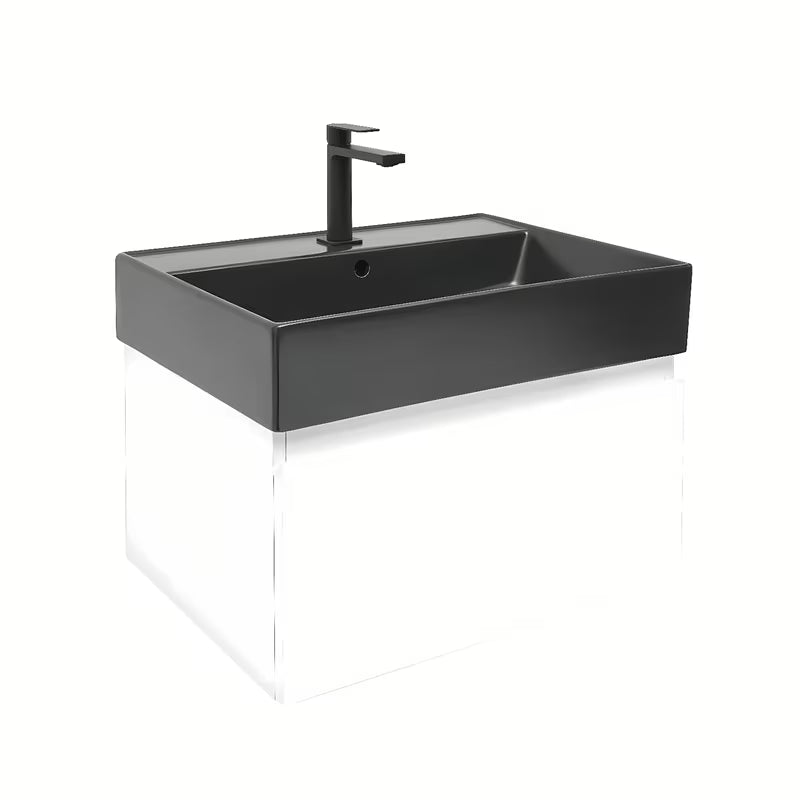 Viseča kopalniška omarica s keramičkim umivaonikom SAT B-Way u sjajnoj bijeloj boji 59x45x30 cm