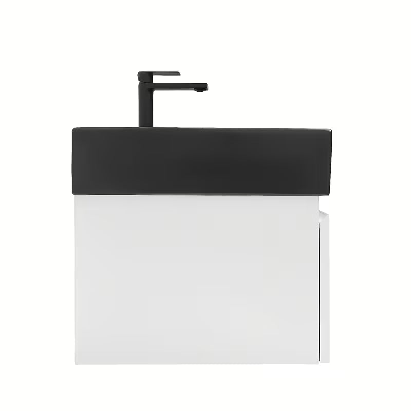 Viseča kopalniška omarica s keramičkim umivaonikom SAT B-Way u sjajnoj bijeloj boji 59x45x30 cm