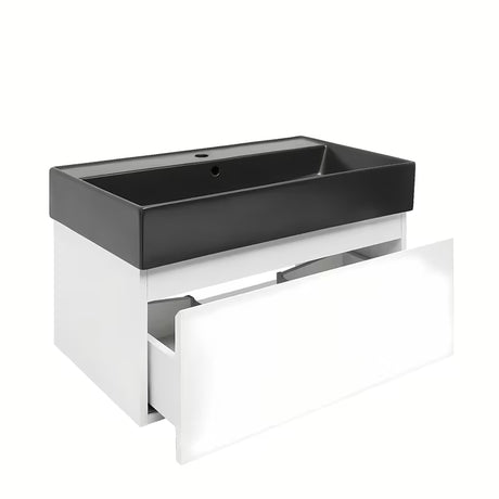 Viseča kopalniška omarica s keramičkim umivaonikom SAT B-Way 1 u bijeloj sjajnoj izvedbi