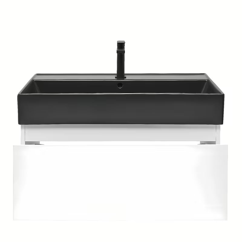 Viseča kopalniška omarica s keramičkim umivaonikom SAT B-Way 1 u bijeloj sjajnoj izvedbi 79x45x30 cm.