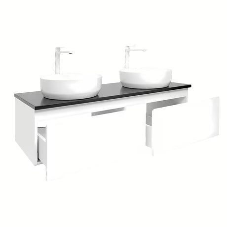 Viseča kopalniška omarica SAT B-Way 119x45x30 cm v beli sijajni izvedbi s pokrivno ploščo