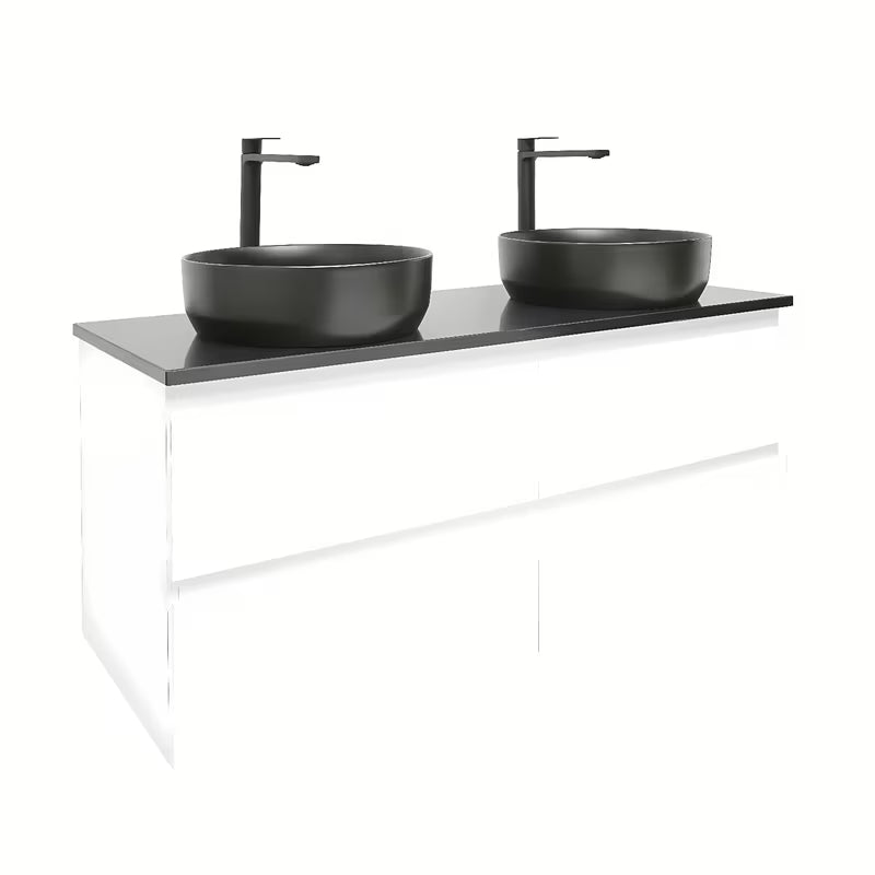 Viseča kopalniška omarica z umivalnikom SAT B-Way v beli sijajni izvedbi 119x45x50 cm