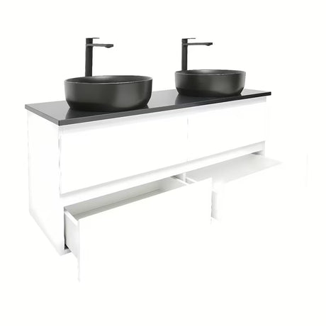 Viseča kopalniška omarica z umivalnikom SAT B-Way v beli sijajni izvedbi 119x45x50 cm