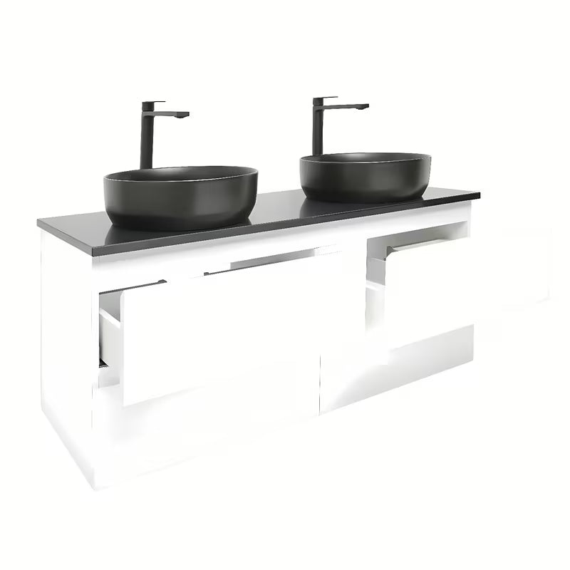 Viseča kopalniška omarica z umivalnikom SAT B-Way v beli sijajni izvedbi 119x45x50 cm