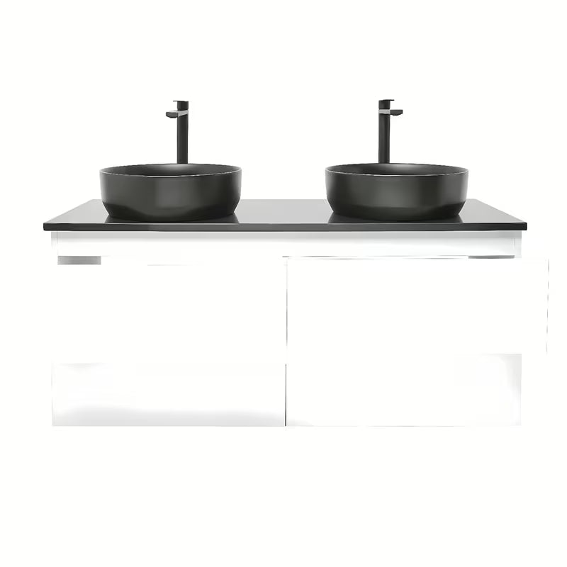 Viseča kopalniška omarica z umivalnikom SAT B-Way v beli sijajni izvedbi 119x45x50 cm