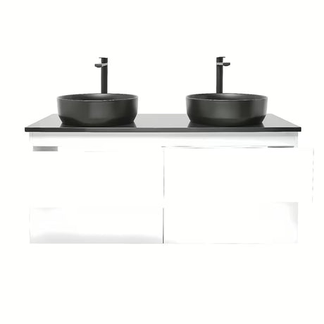 Viseča kopalniška omarica z umivalnikom SAT B-Way v beli sijajni izvedbi 119x45x50 cm
