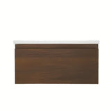 Viseča kopalniška omarica s keramičnim umivalnikom SAT B-Way v dekorju oreha z mat površino