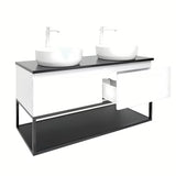 Viseča kopalniška omarica SAT B-Way u sjajnoj bijeloj boji s pokrivno ploščo od lijevanog kamena