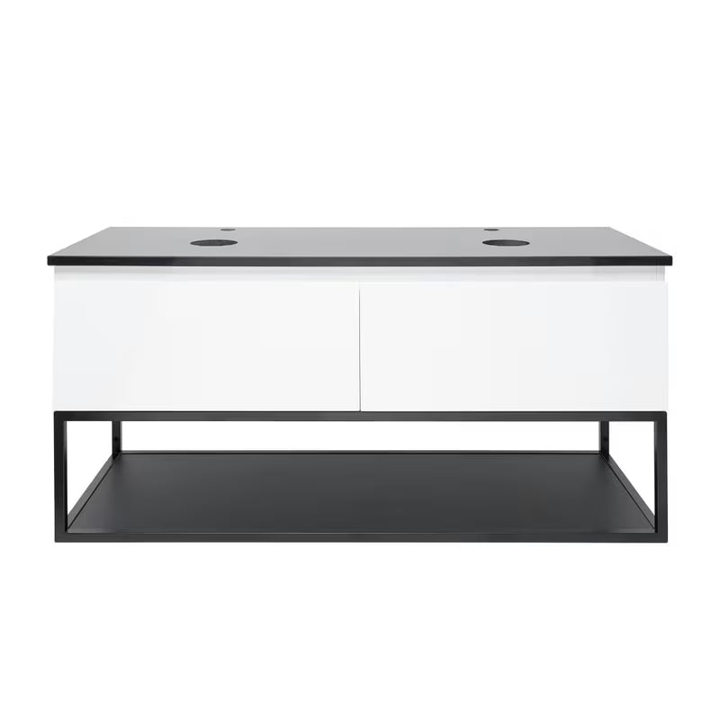 Viseča kopalniška omarica SAT B-Way u bijeloj sjajnoj boji s granitnom pokrovnom pločom