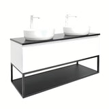 Viseča kopalniška omarica SAT B-Way u bijeloj sjajnoj boji s granitnom pokrovnom pločom