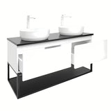 Viseča kopalniška omarica SAT B-Way u bijeloj sjajnoj boji s granitnom pokrovnom pločom