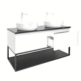 Viseča kopalniška omarica SAT B-Way u bijeloj sjajnoj boji s granitnom pokrovnom pločom