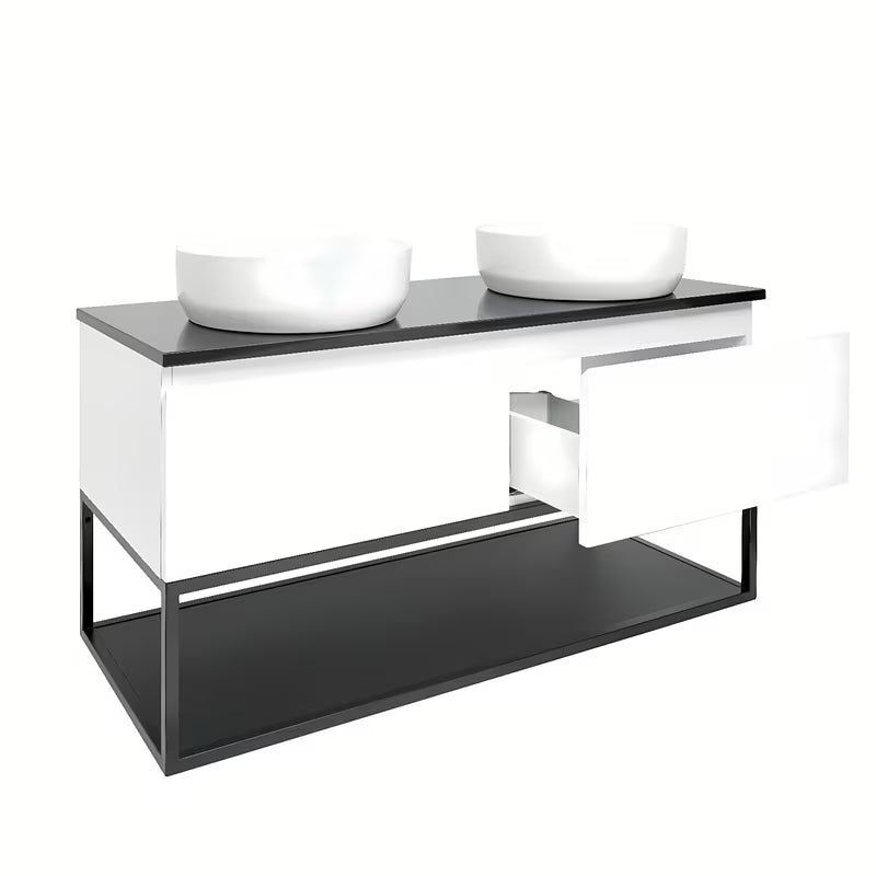 Viseča kopalniška omarica SAT B-Way u bijeloj sjajnoj boji s granitnom pokrovnom pločom