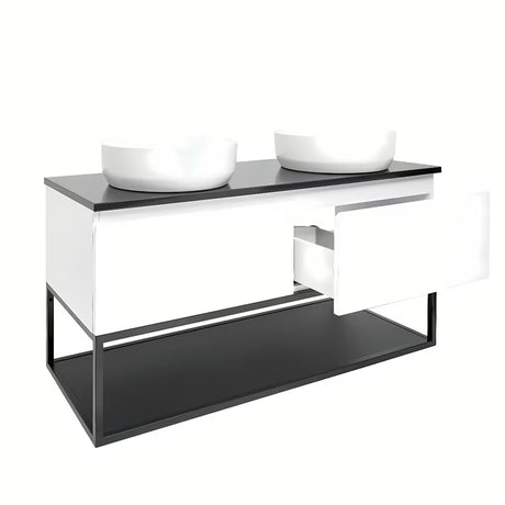 Viseča kopalniška omarica SAT B-Way u bijeloj sjajnoj boji s granitnom pokrovnom pločom