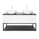 Viseča kopalniška omarica SAT B-Way u bijeloj sjajnoj boji s granitnom pokrovnom pločom