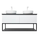 Viseča kopalniška omarica SAT B-Way u bijeloj sjajnoj boji s granitnom pokrovnom pločom