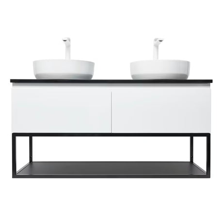 Viseča kopalniška omarica SAT B-Way u bijeloj sjajnoj boji s granitnom pokrovnom pločom