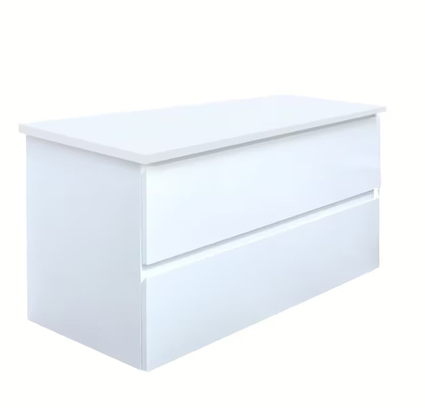 Viseča kopalniška omarica SAT B-Way u bijelom sjaju s dvije ladice i pokrovnom pločom