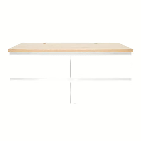 Viseča kopalniška omarica SAT B-Way u sjajnoj bijeloj boji s hrastovom pokrovnom pločom i četiri ladice.