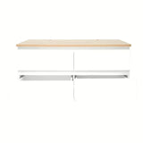 Viseča kopalniška omarica SAT B-Way u sjajnoj bijeloj boji s hrastovom pokrovnom pločom i četiri ladice.